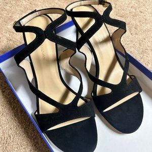 Stuart Weitzman Women's Mariposa Heeled Sandal Black Suede Formal Party size 6.5